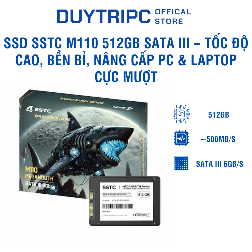 SSD SSTC M110 512GB Sata III – Tốc độ cao, bền bỉ, nâng cấp PC & Laptop cực mượt